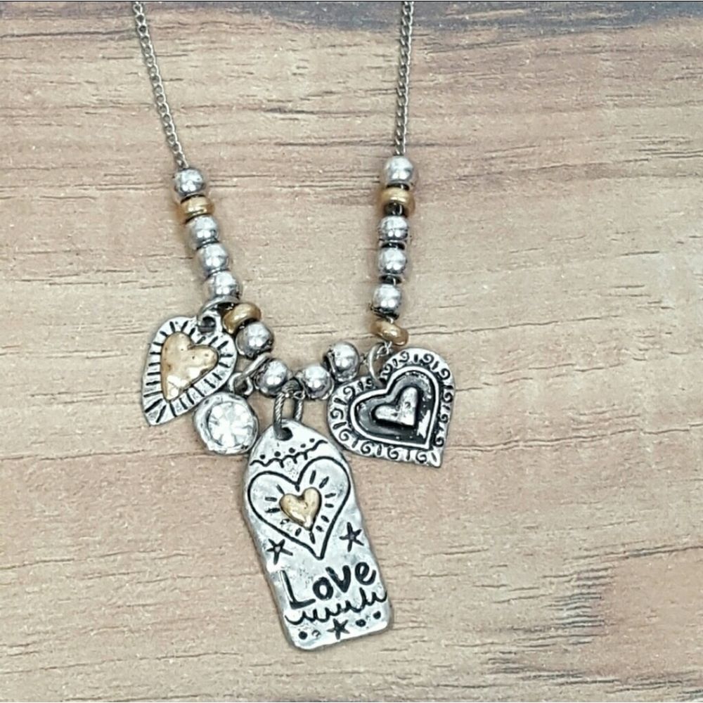 Fashion Jewelry Necklace &‎ earrings  Color Silver Gray   ❤️  LOVE
